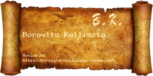 Borovits Kalliszta névjegykártya